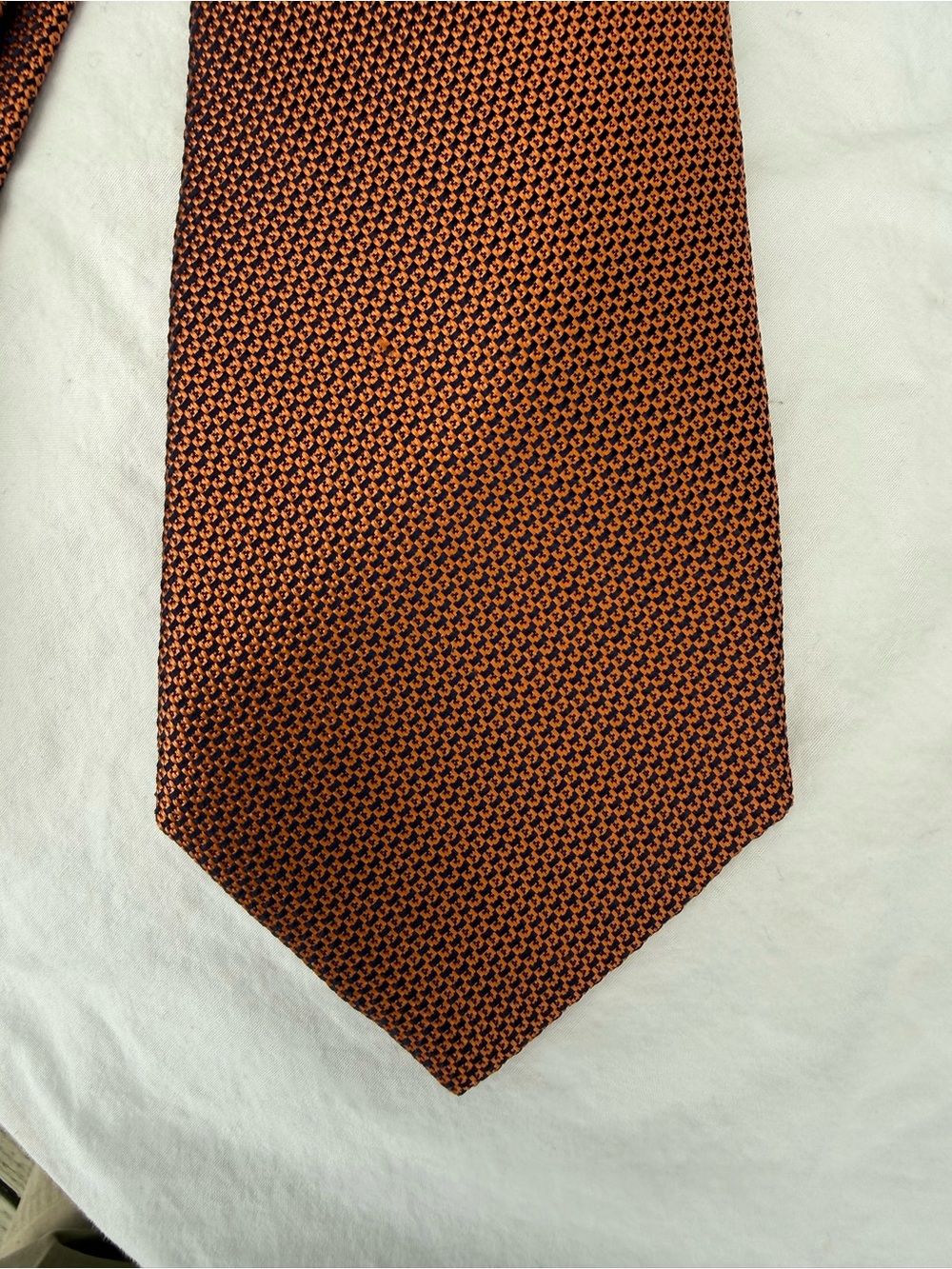 Michael Kors Orange and Black Textured Silk Tie